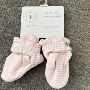 Burt's Bees Baby Pink Striped Booties